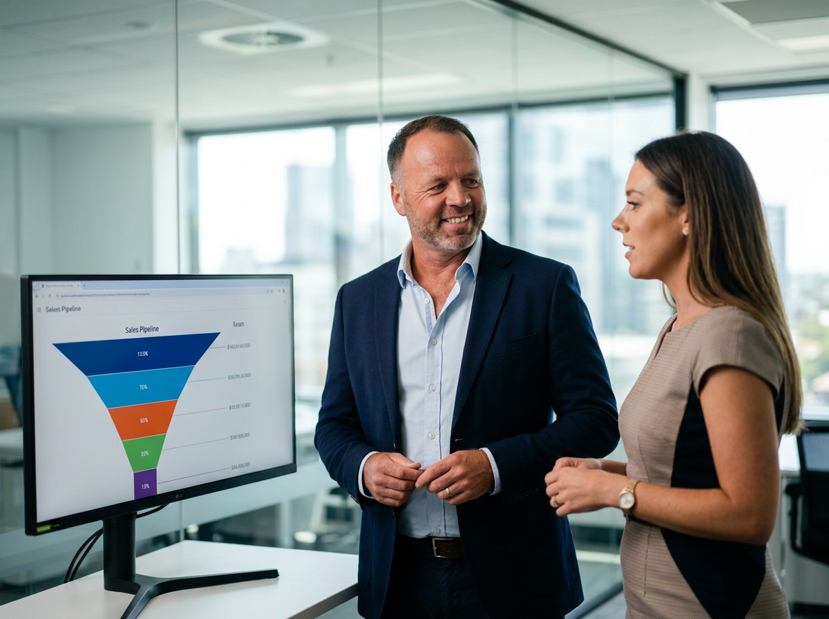 Senior consultants reviewing a live sales pipeline